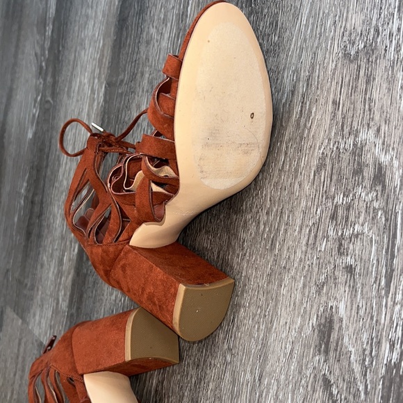 Forever 21 Cutout Laceup Heels Burnt Orange - Picture 8 of 10